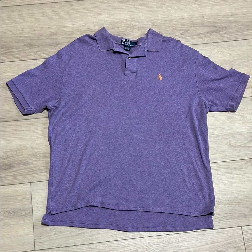 Polo Ralph Lauren Purple Polo Shorts Sleeve Shirt Orange Pony Size Mens Large